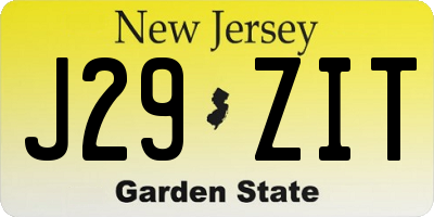 NJ license plate J29ZIT