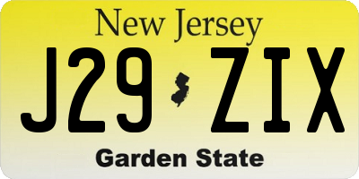 NJ license plate J29ZIX
