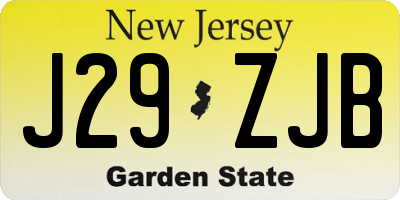 NJ license plate J29ZJB