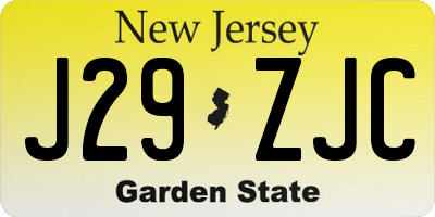 NJ license plate J29ZJC