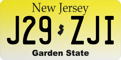 NJ license plate J29ZJI