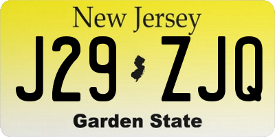 NJ license plate J29ZJQ