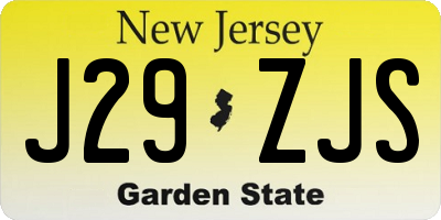 NJ license plate J29ZJS