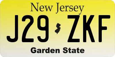 NJ license plate J29ZKF