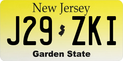 NJ license plate J29ZKI