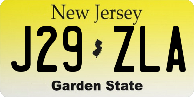 NJ license plate J29ZLA