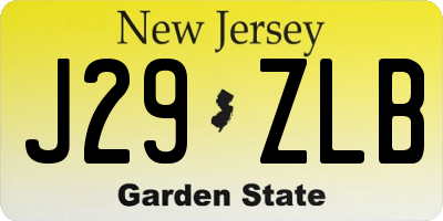 NJ license plate J29ZLB
