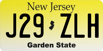 NJ license plate J29ZLH