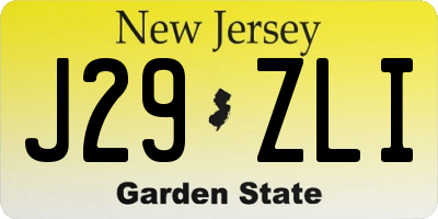 NJ license plate J29ZLI