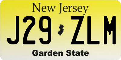 NJ license plate J29ZLM