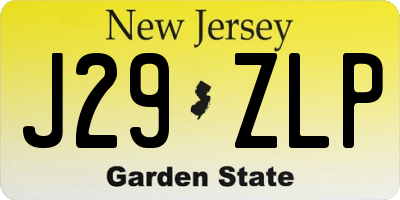 NJ license plate J29ZLP