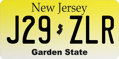 NJ license plate J29ZLR