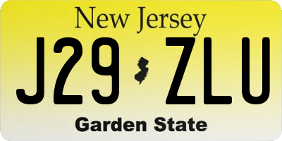 NJ license plate J29ZLU