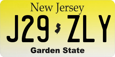 NJ license plate J29ZLY