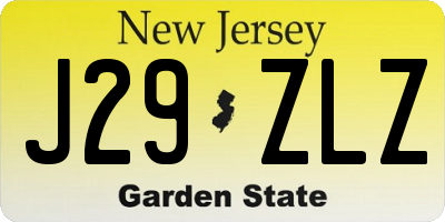 NJ license plate J29ZLZ