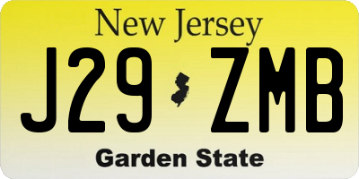 NJ license plate J29ZMB