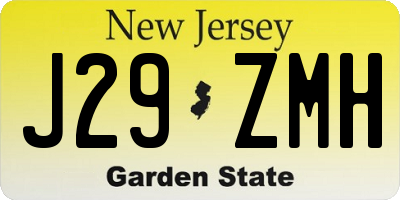 NJ license plate J29ZMH
