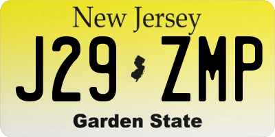 NJ license plate J29ZMP