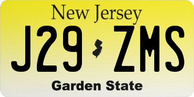 NJ license plate J29ZMS