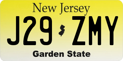 NJ license plate J29ZMY