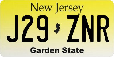 NJ license plate J29ZNR