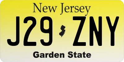NJ license plate J29ZNY