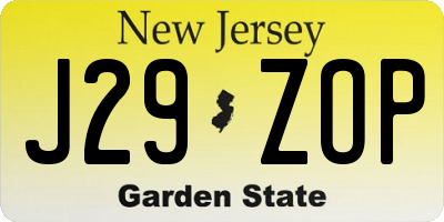 NJ license plate J29ZOP