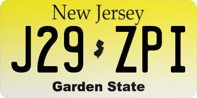 NJ license plate J29ZPI