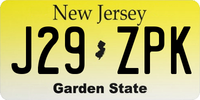 NJ license plate J29ZPK