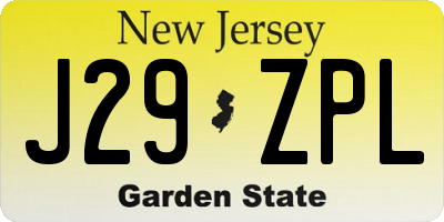 NJ license plate J29ZPL