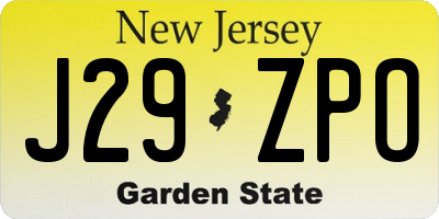 NJ license plate J29ZPO