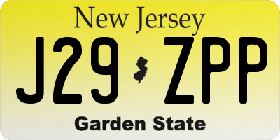 NJ license plate J29ZPP