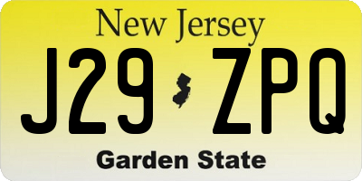 NJ license plate J29ZPQ