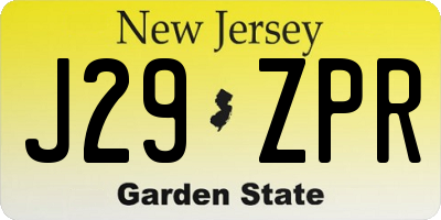 NJ license plate J29ZPR