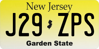 NJ license plate J29ZPS