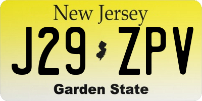 NJ license plate J29ZPV