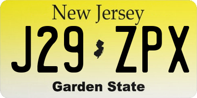 NJ license plate J29ZPX