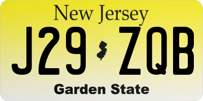 NJ license plate J29ZQB