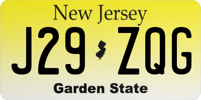 NJ license plate J29ZQG
