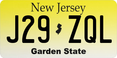 NJ license plate J29ZQL
