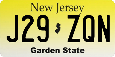 NJ license plate J29ZQN