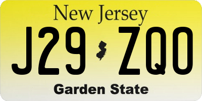 NJ license plate J29ZQO