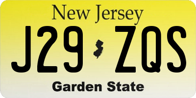 NJ license plate J29ZQS