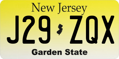 NJ license plate J29ZQX