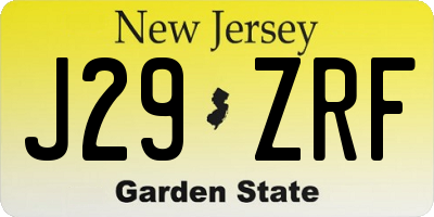 NJ license plate J29ZRF