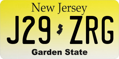 NJ license plate J29ZRG