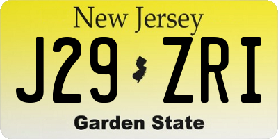 NJ license plate J29ZRI