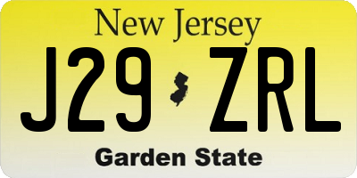 NJ license plate J29ZRL