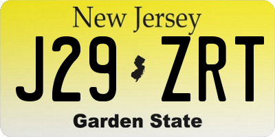 NJ license plate J29ZRT