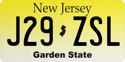 NJ license plate J29ZSL